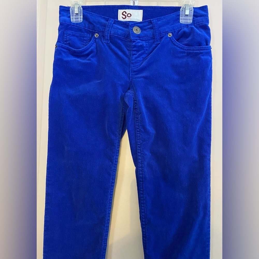 NWOT Juniors So Sz-1 Corduroy Pants- Eye Catching Bright Royal Blue, Mid-Rise,🎄 - Picture 4 of 16
